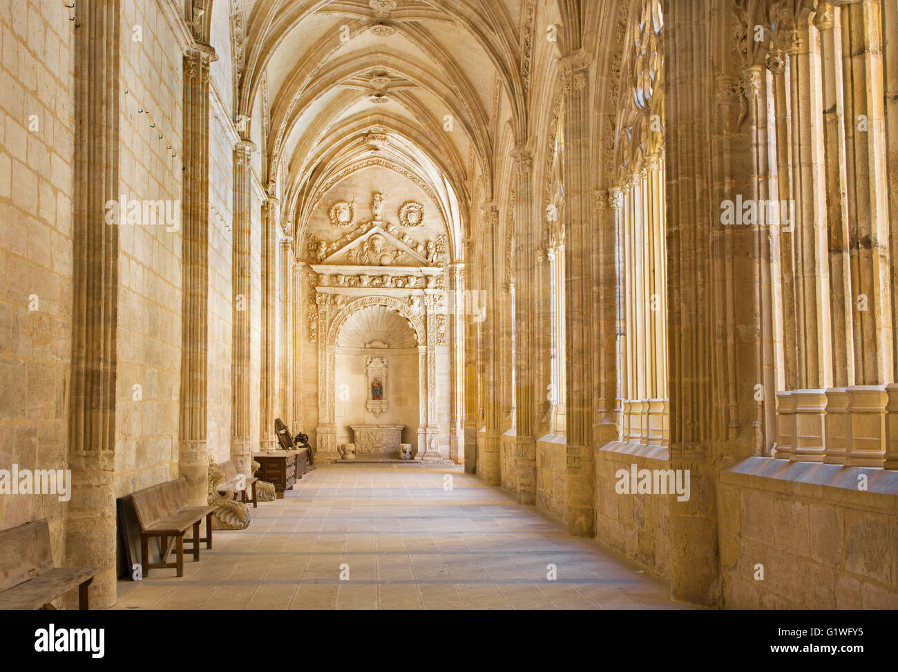 SEGOVIA, SPAIN, APRIL - 14, 2016: The gothic atrium of Cathedral of Our Lady of Assumption. Stock Photo