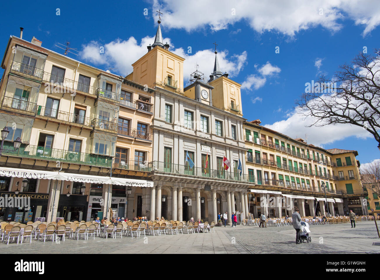 SEGOVIA, SPAIN, APRIL - 15, 2016: The Plaza Mayor square. Stock Photo