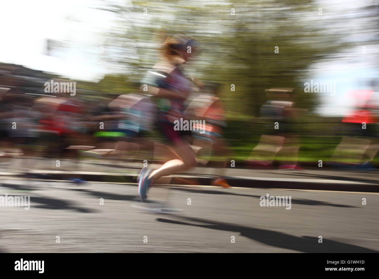 may 2016 London Uk people running at Hackney Run  half marathon Stock Photo