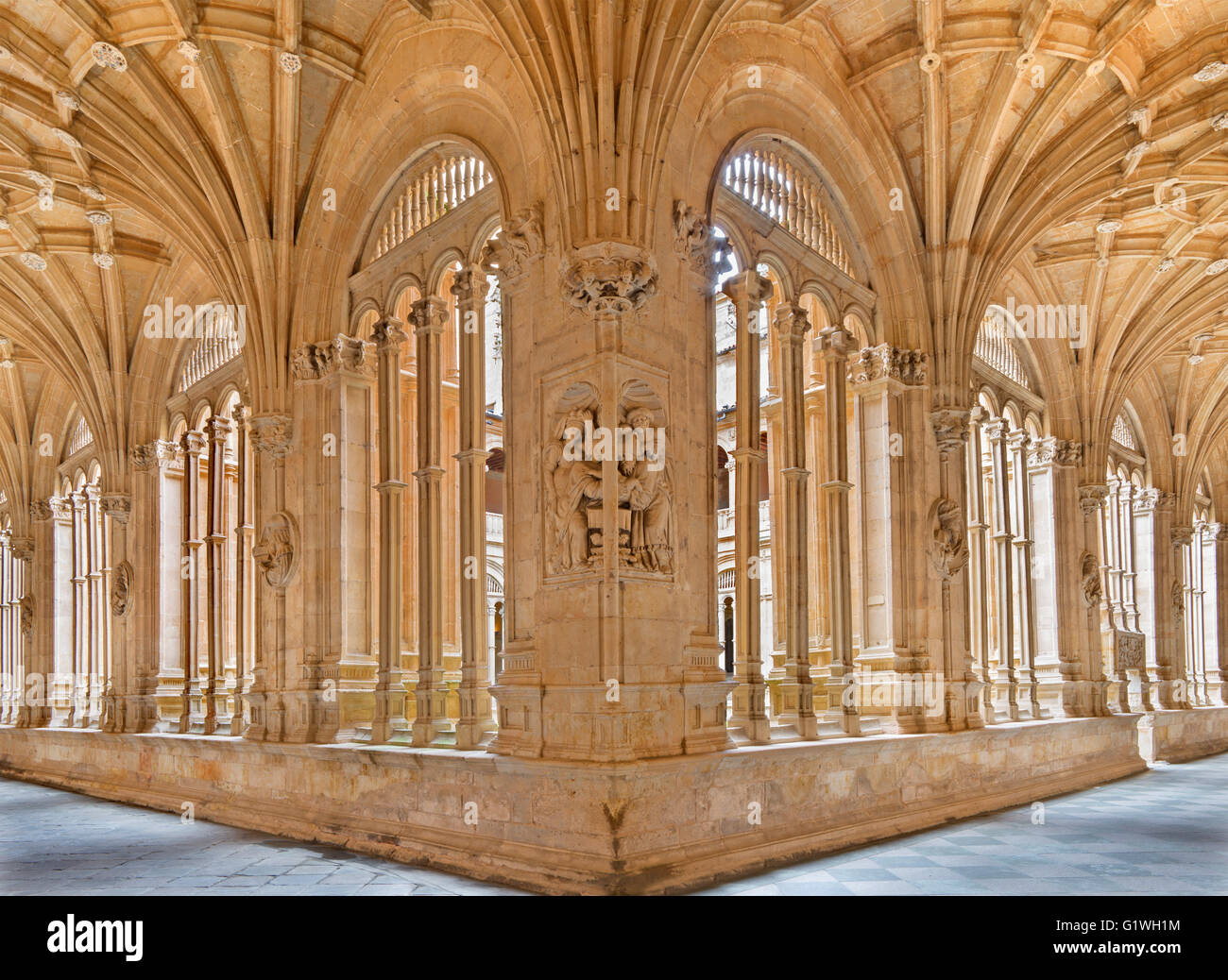 SALAMANCA, SPAIN, APRIL - 16, 2016: The gothic atrium of monastery Convento de San Esteban. Stock Photo