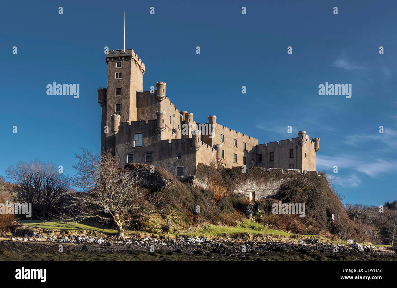 The proud and dominating Dunvegan Castle. Stock Photo