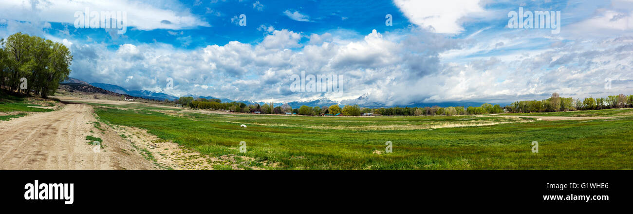 Springtime panorama view of Collegiate Peaks; Rocky Mountains; central Colorado; USA Stock Photo