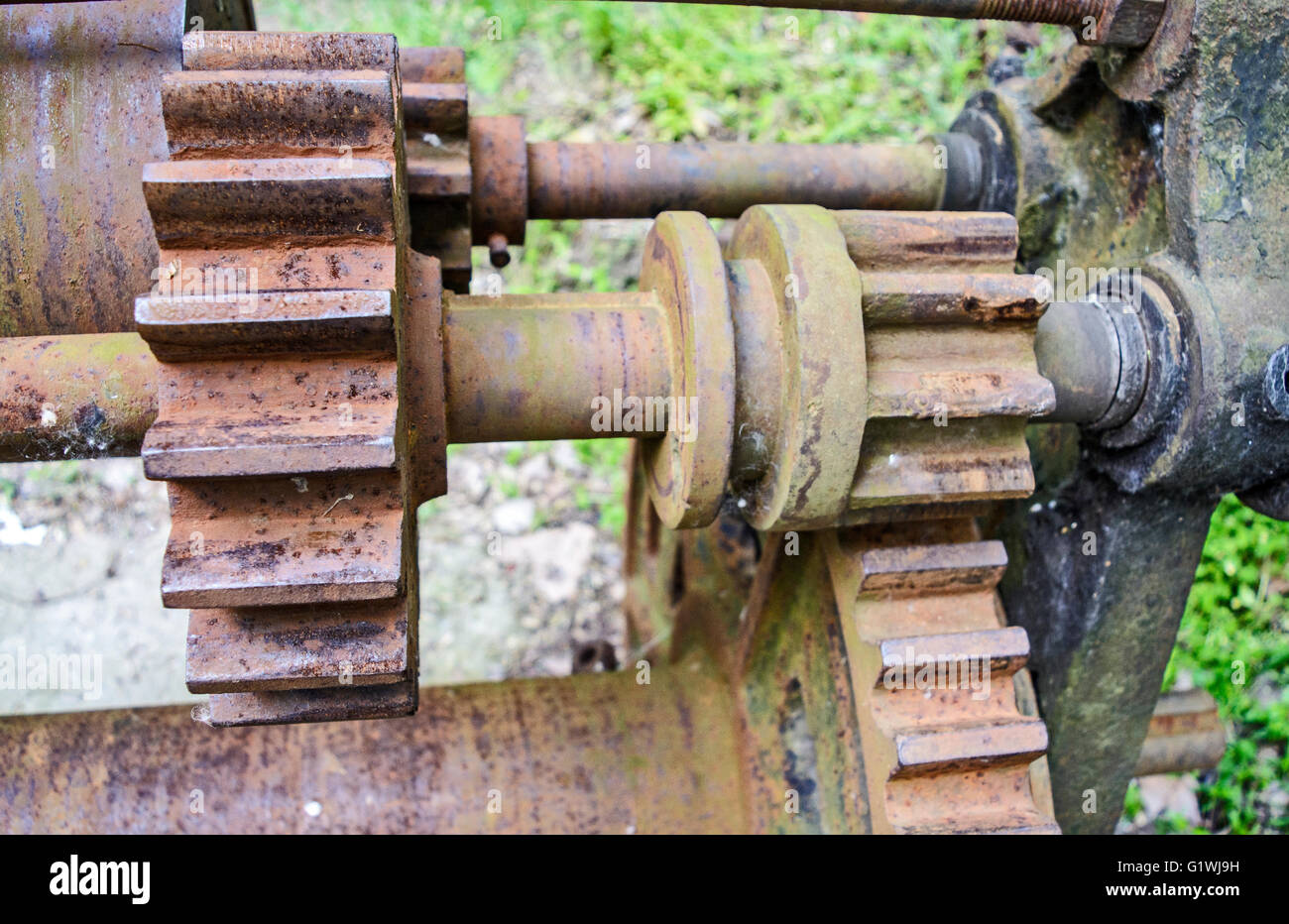 The old mechanism for pulling boats out of the river. Stock Photo