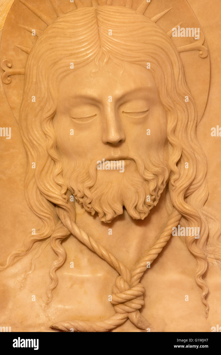 AVILA, SPAIN, APRIL - 18, 2016: The alabastirne relief 'Santa Faz - Holy Face' by Vasco de la Zarza (1515) Stock Photo