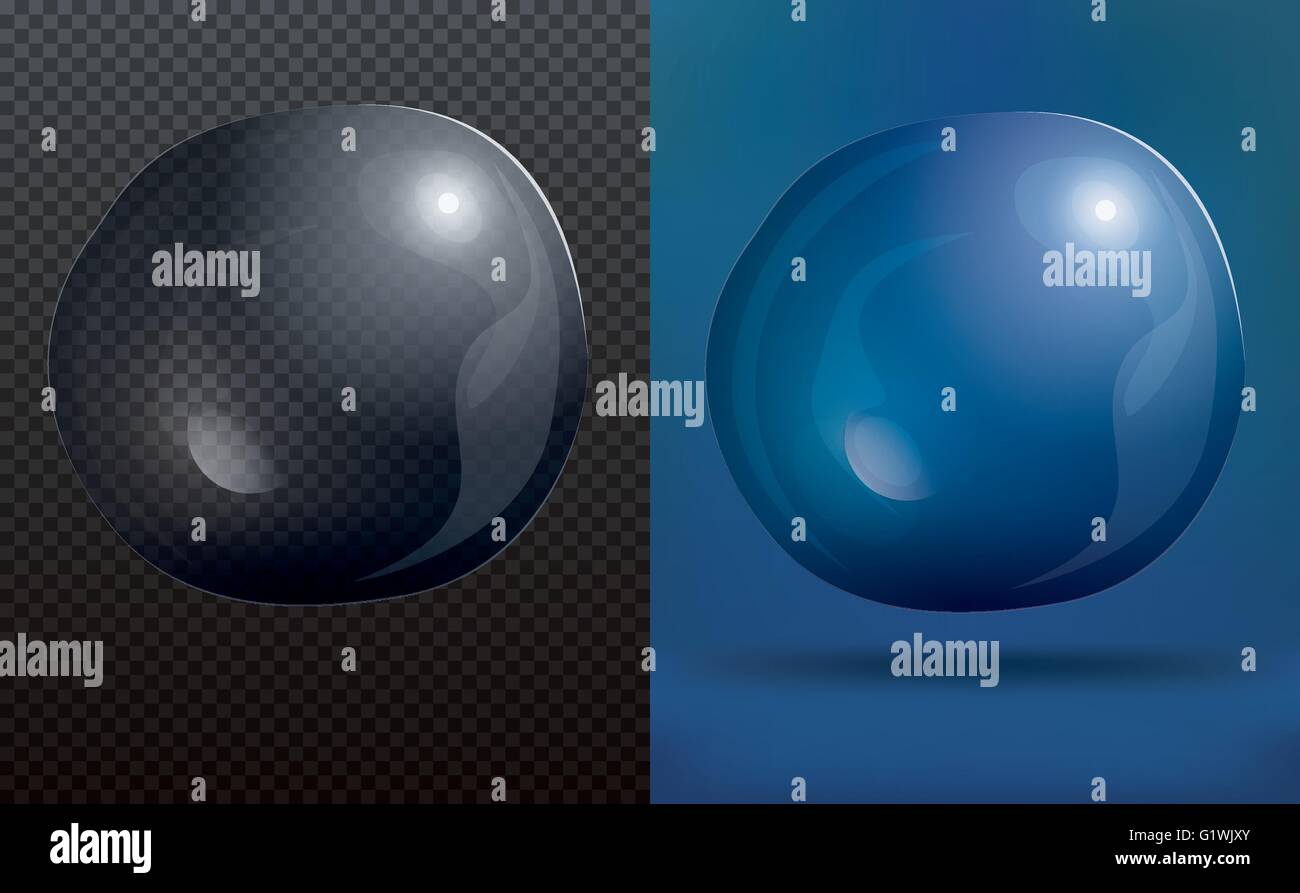 Transparent Soap Bubble on Blue Background. Vector Illustration. Water ...