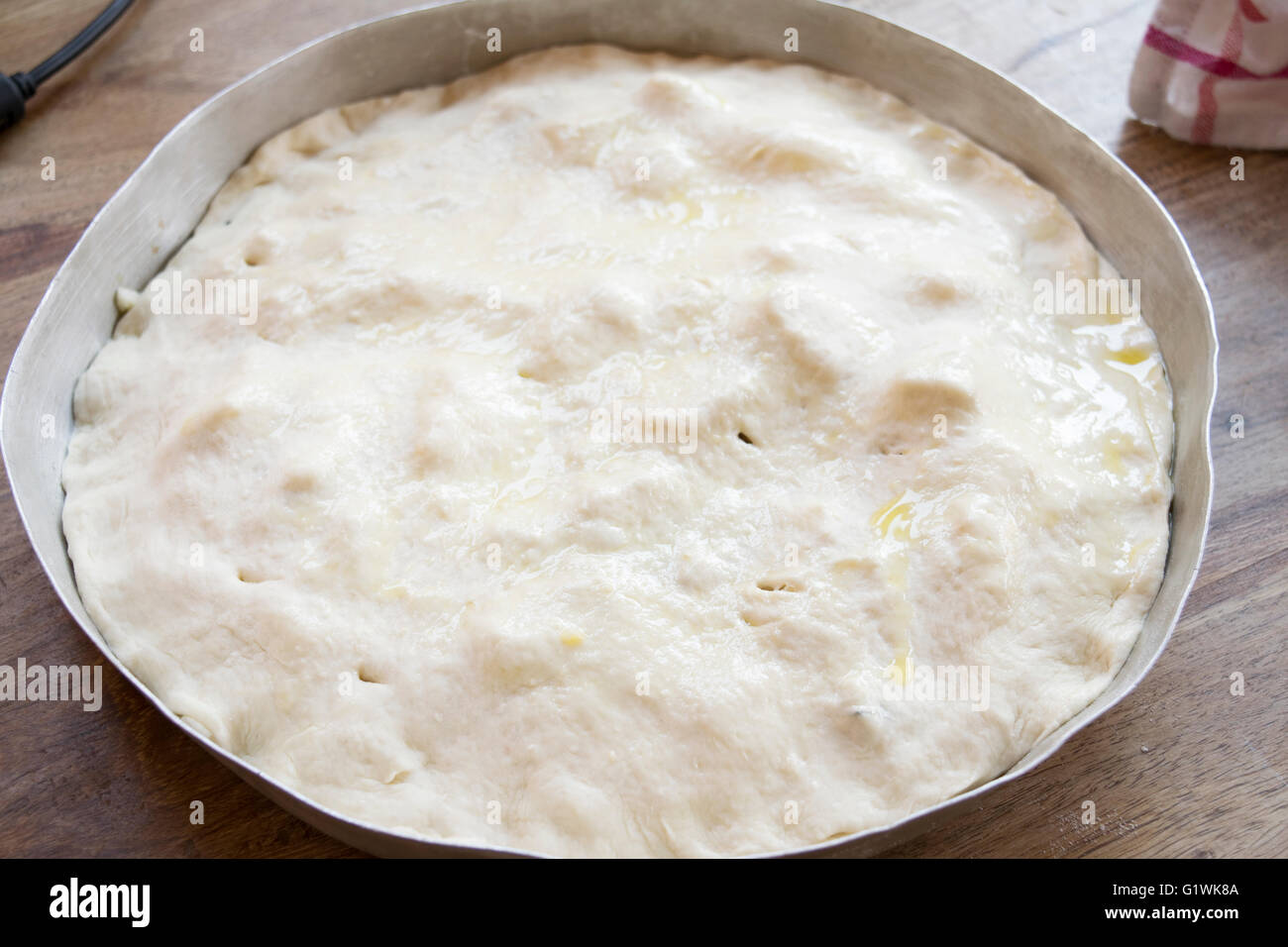 preparing dough pizza Stock Photo