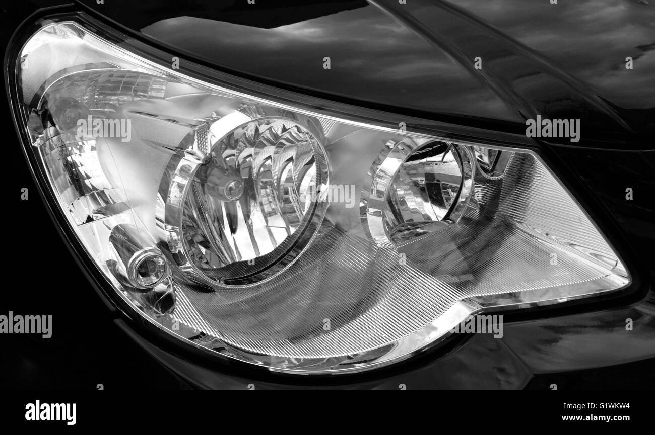 CAR LIGHTS displayed in monochrome to highlight the intricasies Stock