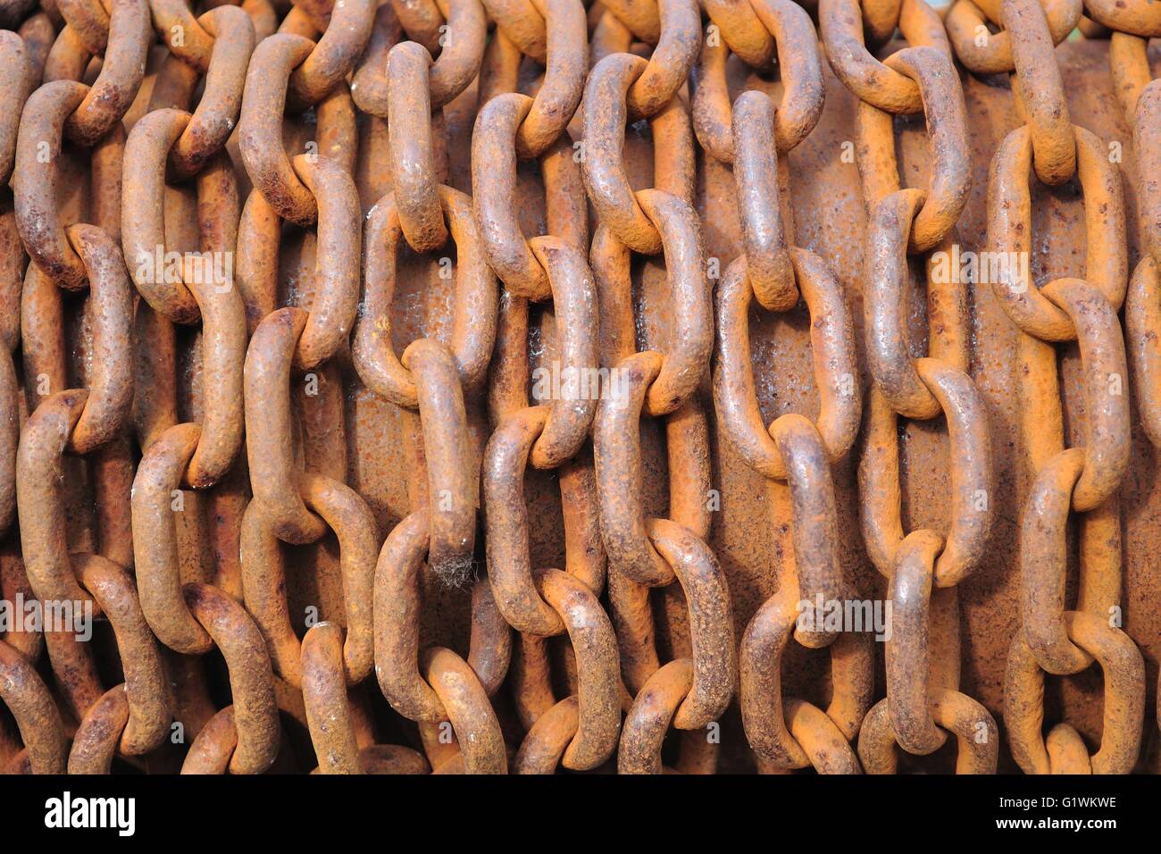 Abstract of Thick Rusty Chain Background Stock Photo