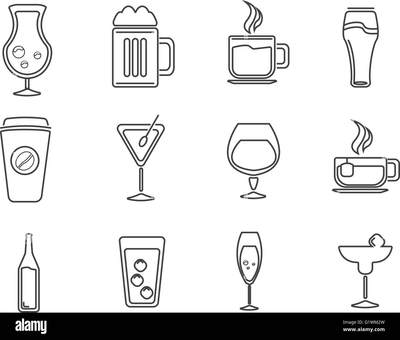 drink vector icons set Stock Vector
