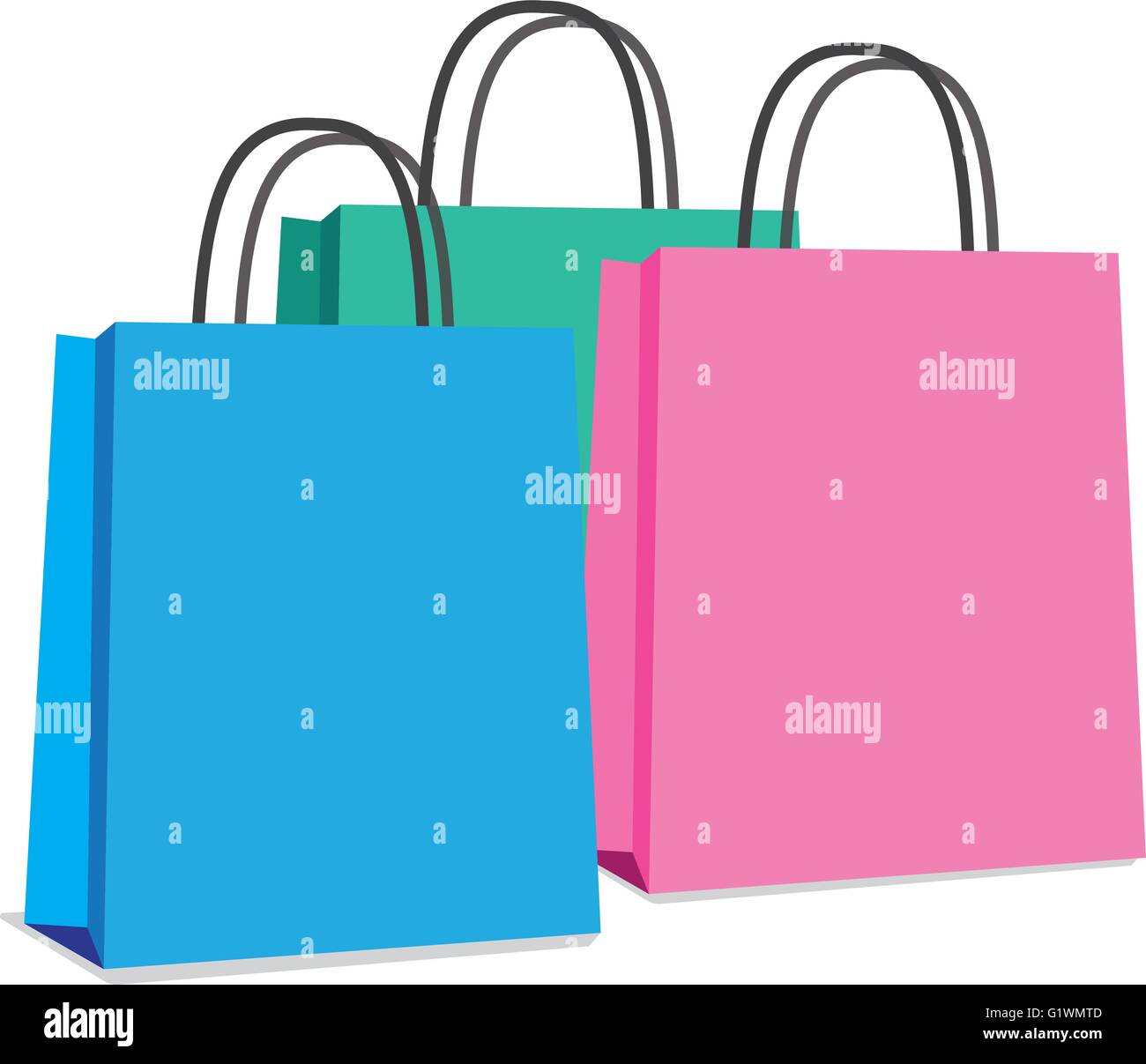 Paper Shopping Bags collection isolated on white background Stock