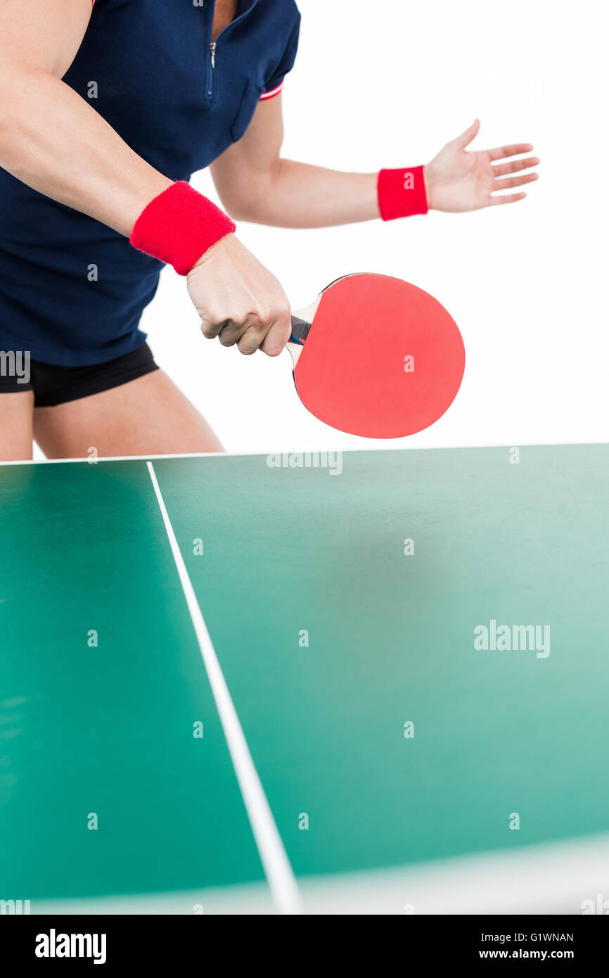Ping pong player hitting the ball Stock Photo Alamy
