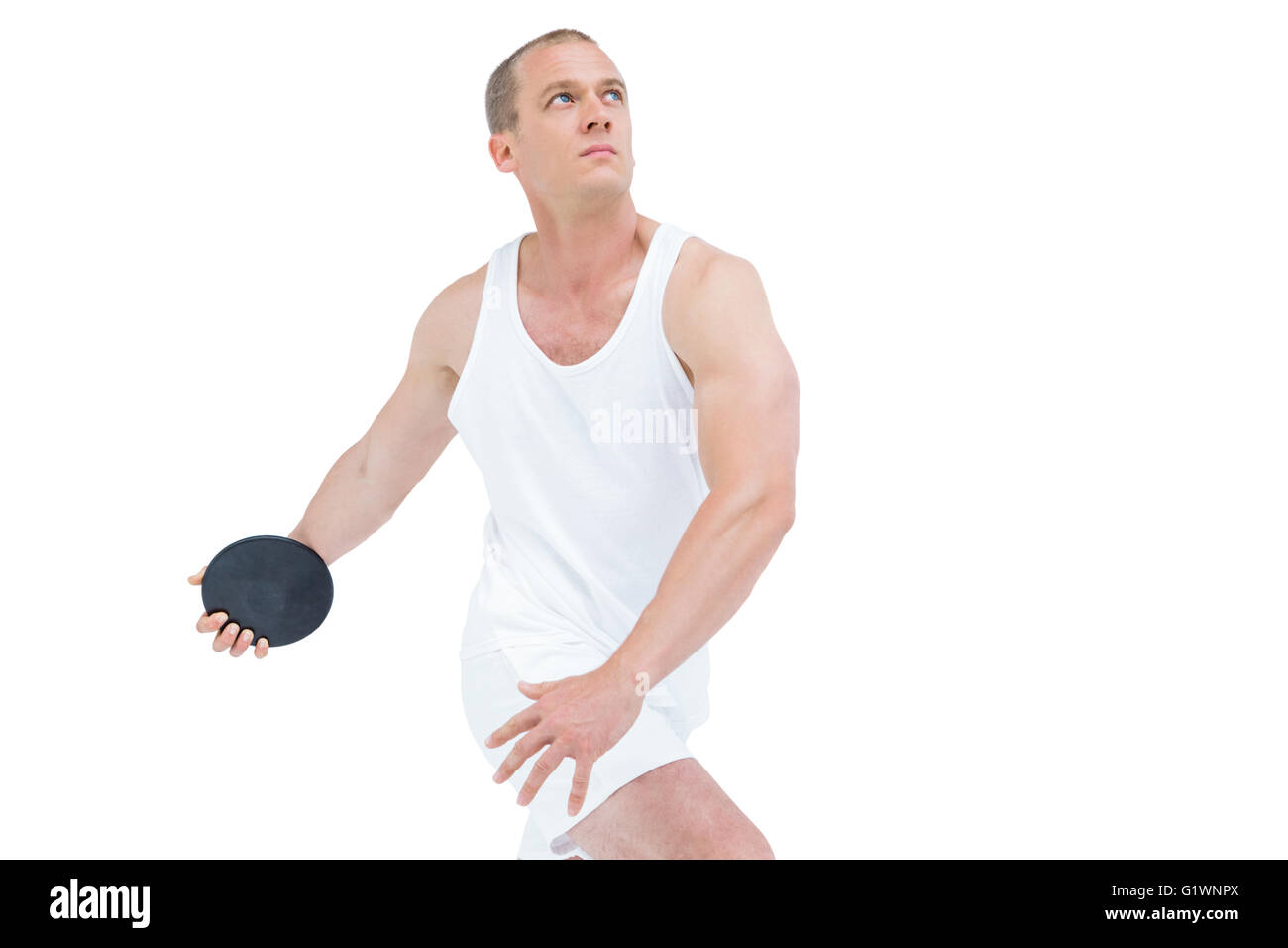 Sportsman throwing shot put Stock Photo Alamy
