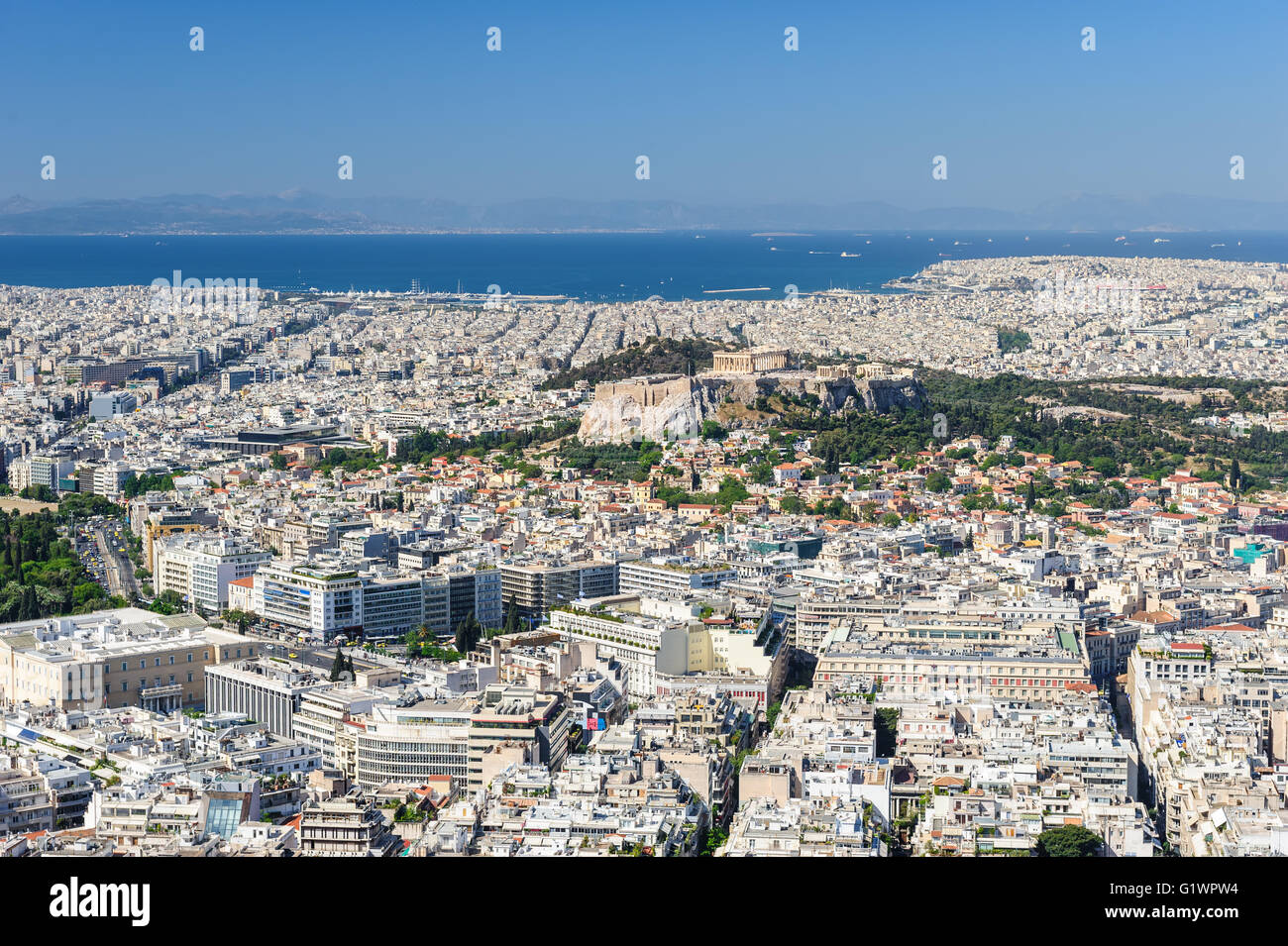 Cityscape of modern Athens, Greece Stock Photo