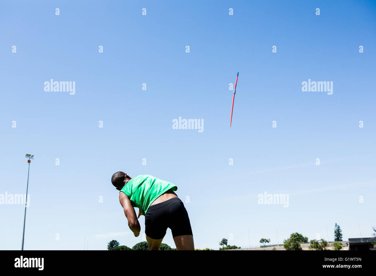 Athlete throwing a javelin Stock Photo Alamy