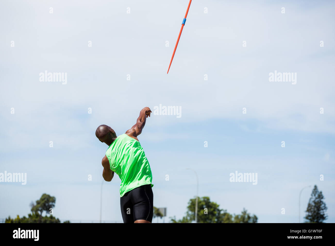 Athlete throwing a javelin Stock Photo Alamy