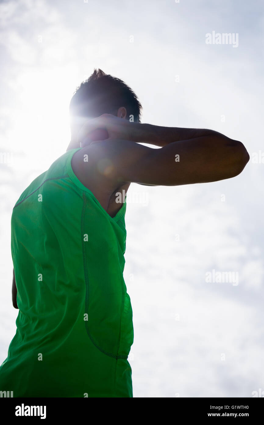 Male athlete preparing to throw shot put ball Stock Photo Alamy