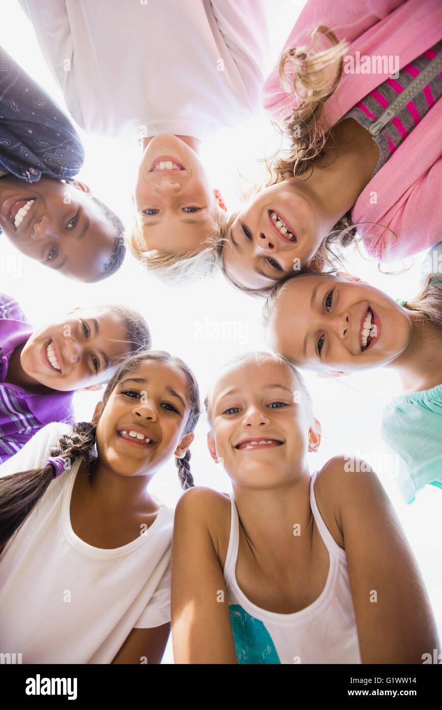 Kids posing together during a sunny day at camera Stock Photo