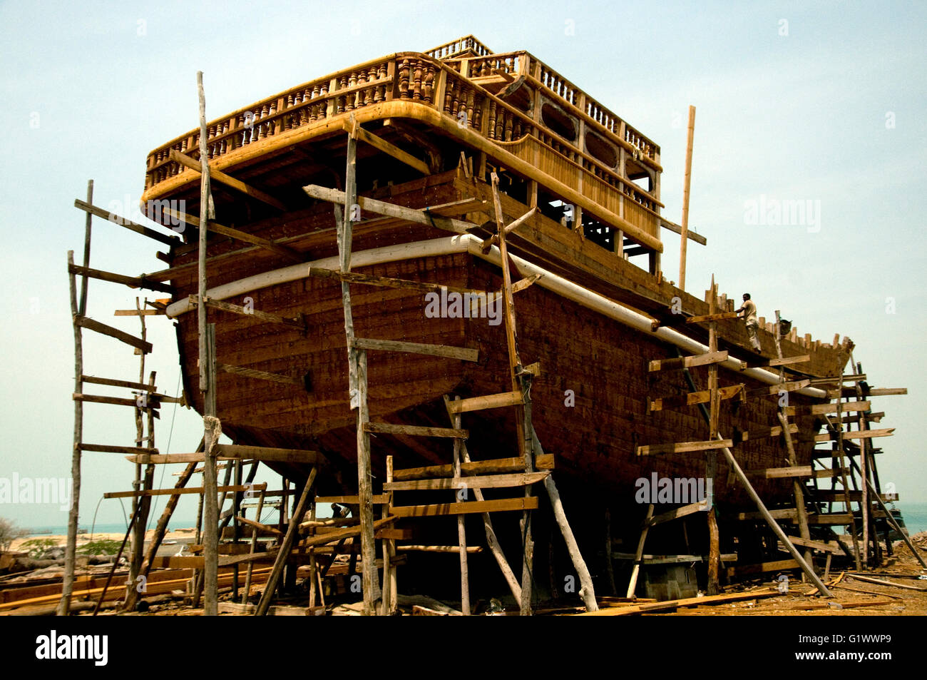 Indian style superstructure dhow hull cargo carrying boat ship
