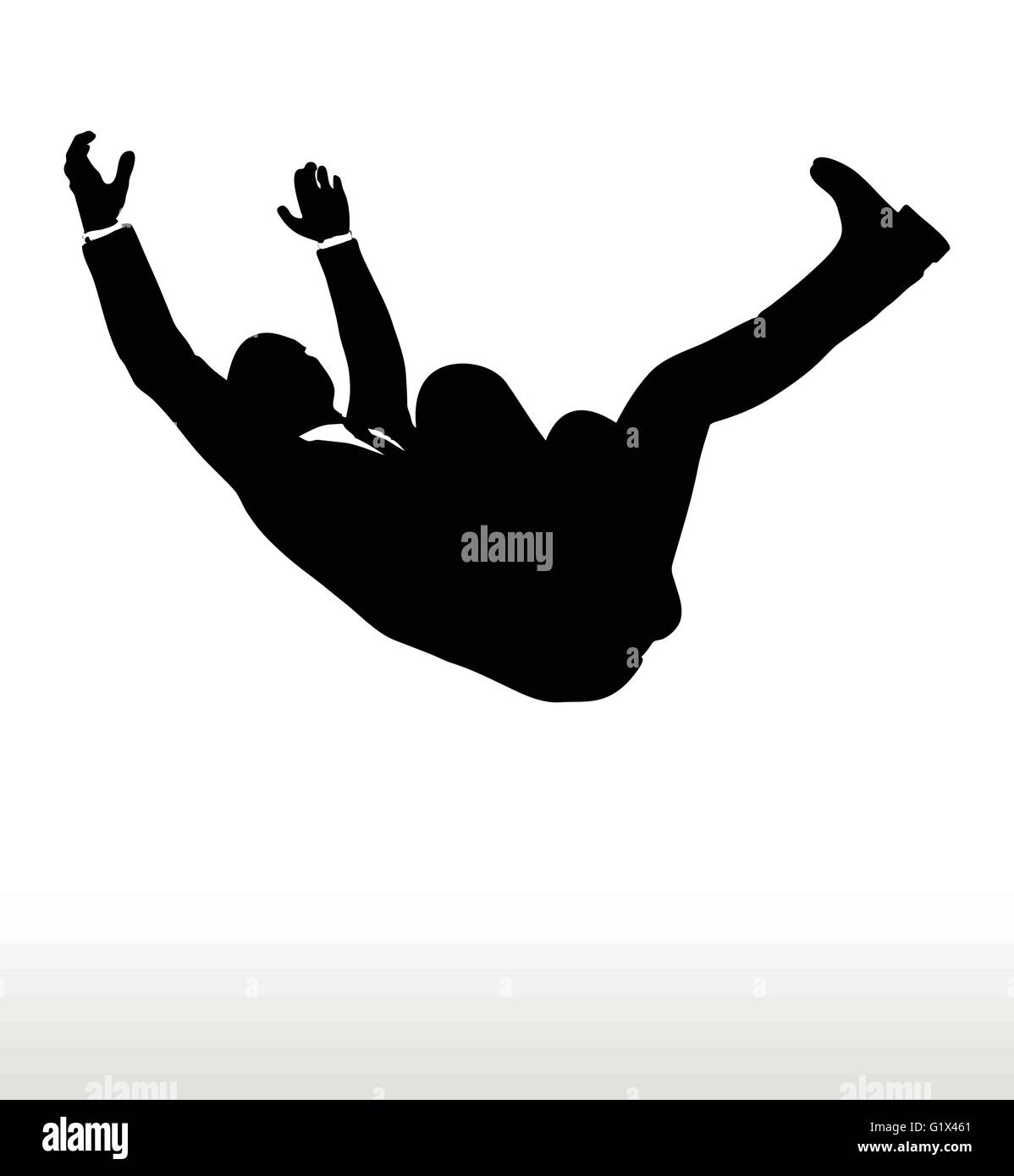 Vector illustration in silhouette of businessman falling Stock Vector