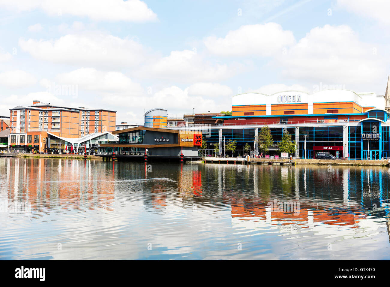 Lincoln UK Brayford Pool Waterfront shops City Lincolnshire England United Kingdom Lincoln City Lincolnshire UK English cities Stock Photo