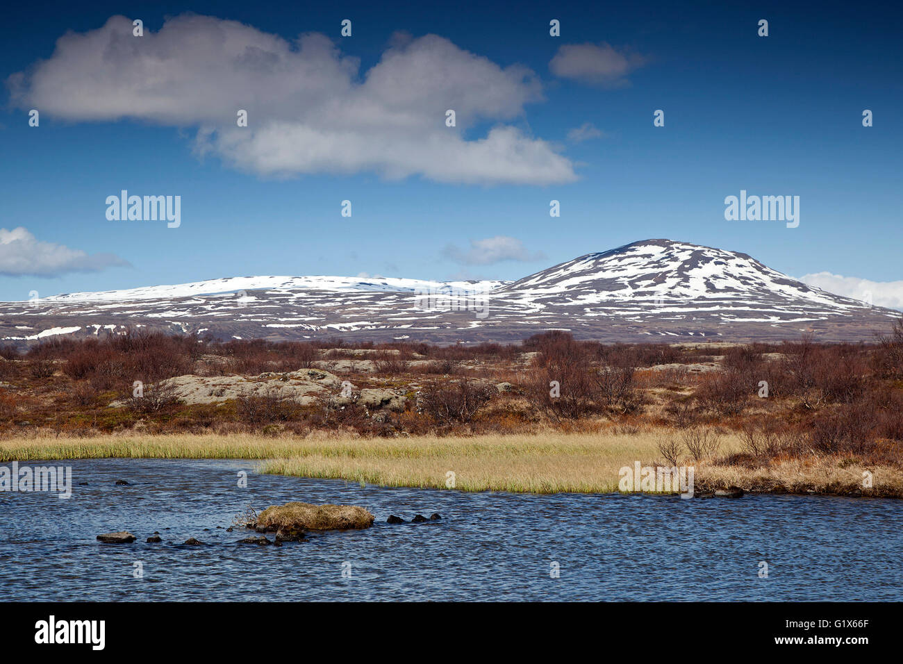 Landscape and Pingvallavatn lake at Thingvellir, Thingvellir National Park, Golden Circle, Iceland Stock Photo