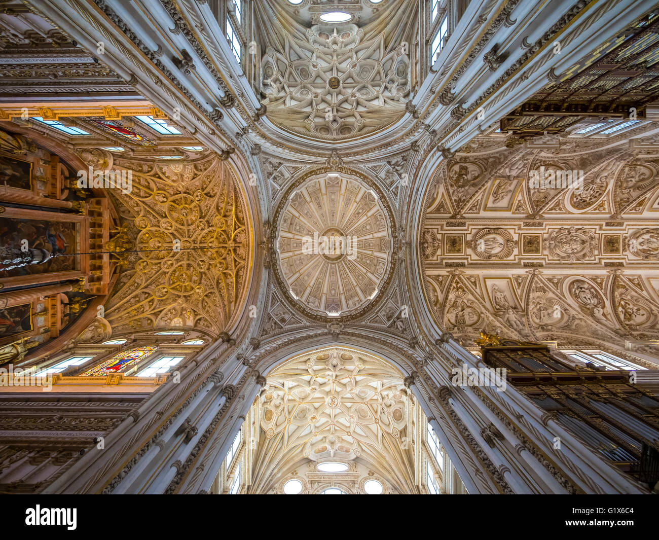 Ceiling of Mezquita, Mosque–Cathedral of Córdoba or the Conception of Our Lady, Interior, Córdoba province Stock Photo