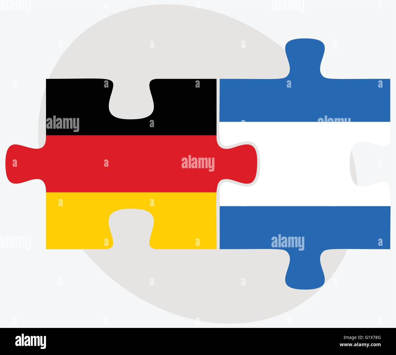 Germany and Nicaragua Flags in puzzle isolated on white background Stock Vector