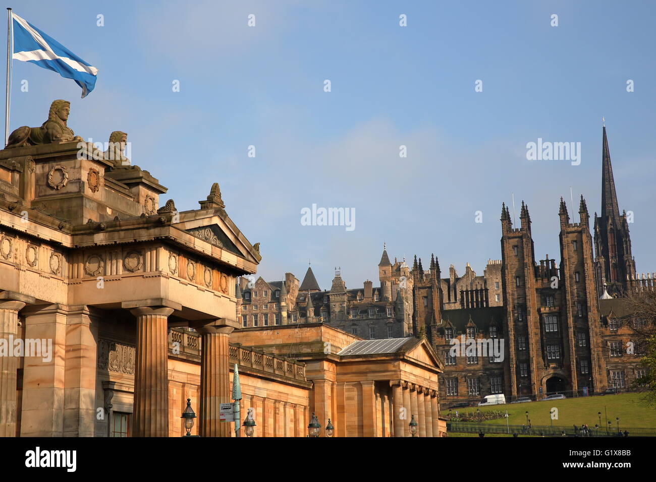 The Scottish National Gallery, Edinburgh, The Assembly Hall in background Stock Photo