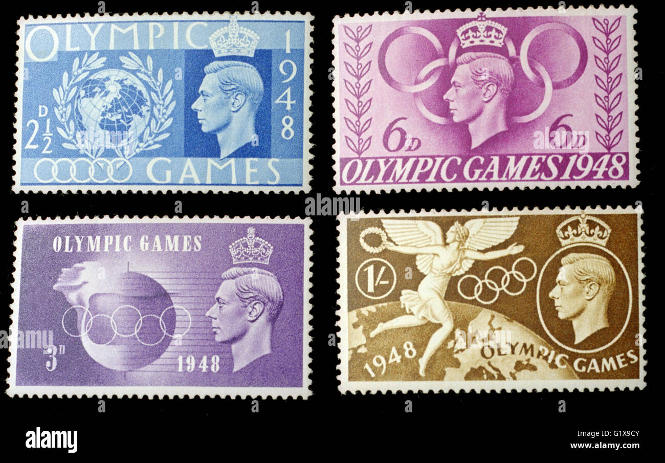 Stamps from London Olympics 1948 Stock Photo
