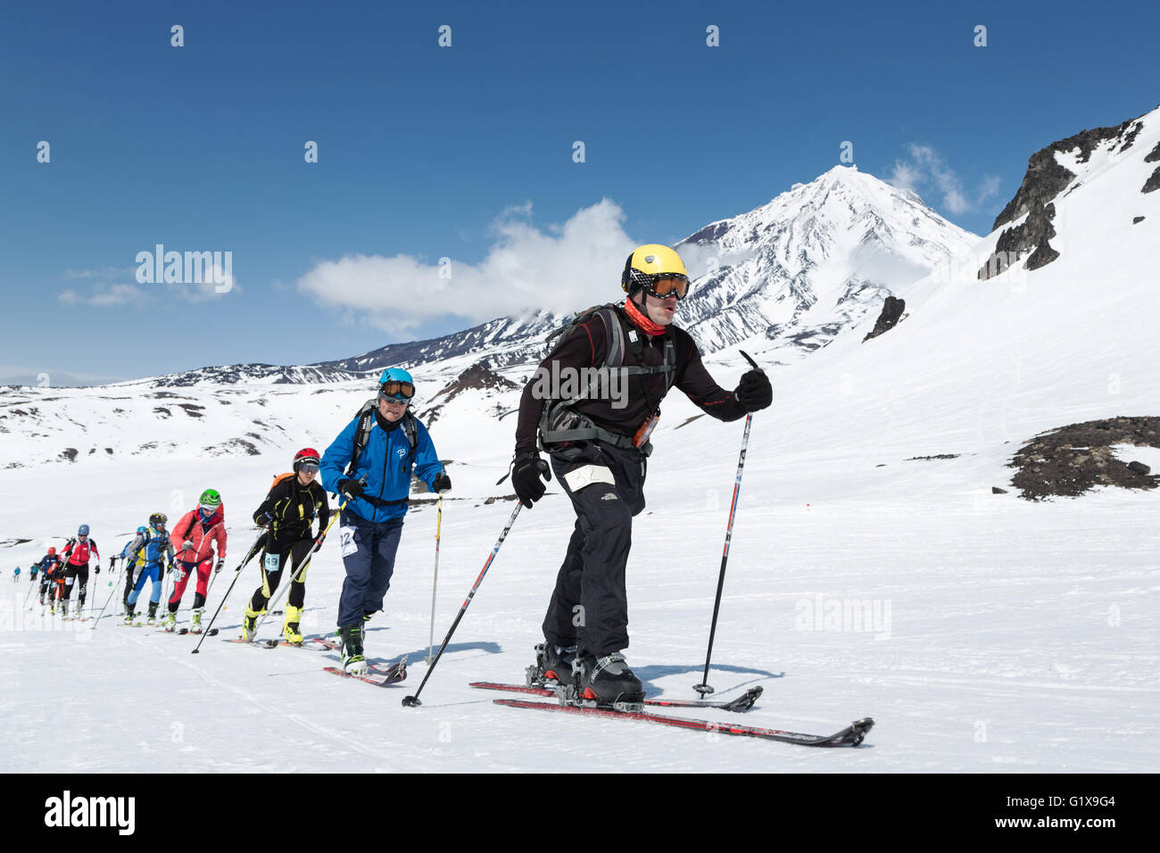 Individual race. Ski mountaineering Asian, Russian Championships, International competitions ISMF series Kamchatka Race Stock Photo