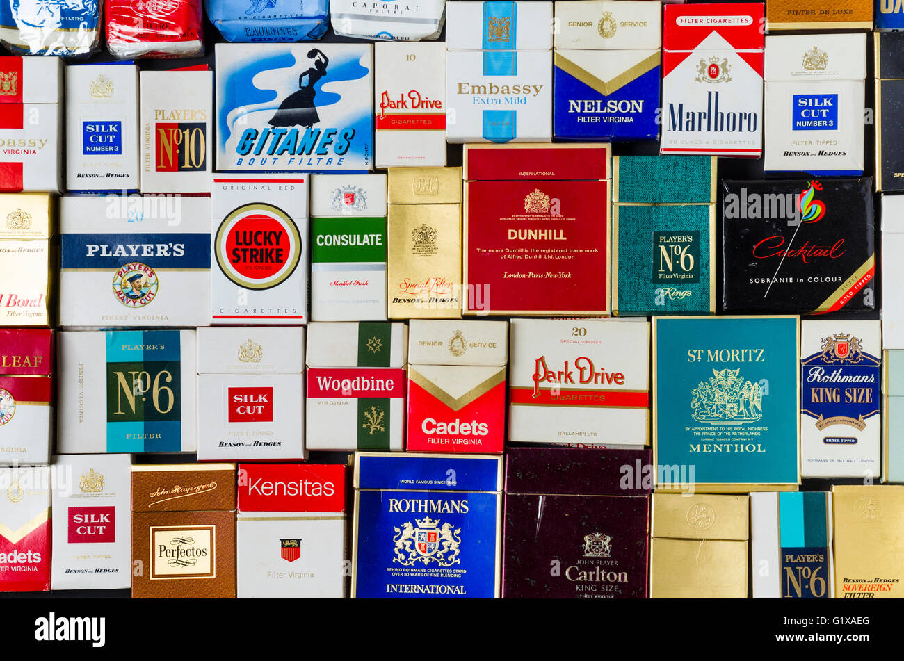 Packets of Various Old Cigarette Boxes Stock Photo - Alamy
