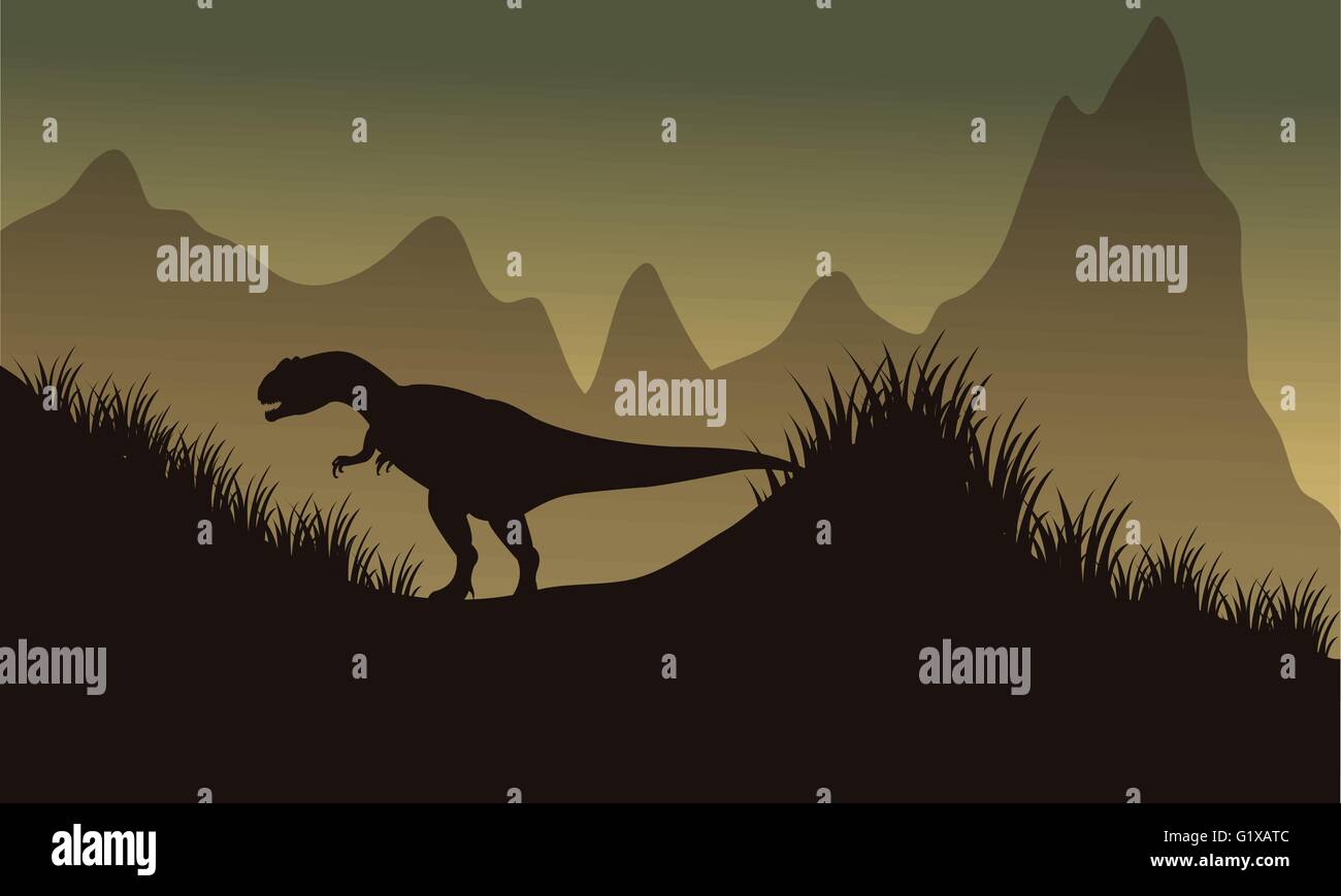 Silhouette of allosaurus in park Stock Vector Image & Art - Alamy