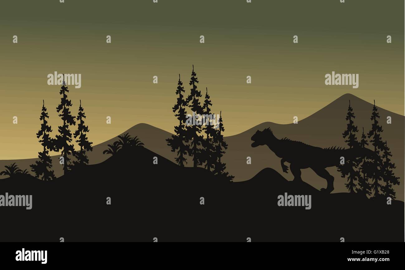 Silhouette of one allosaurus in hills Stock Vector Image & Art - Alamy