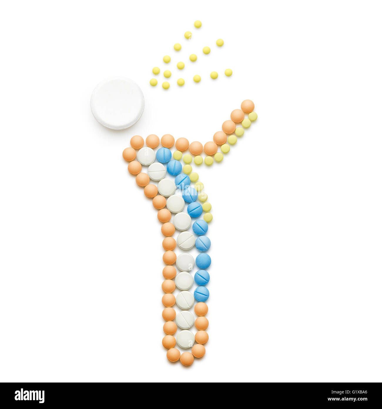 Creative health concept made of drugs and pills, isolated on white. A