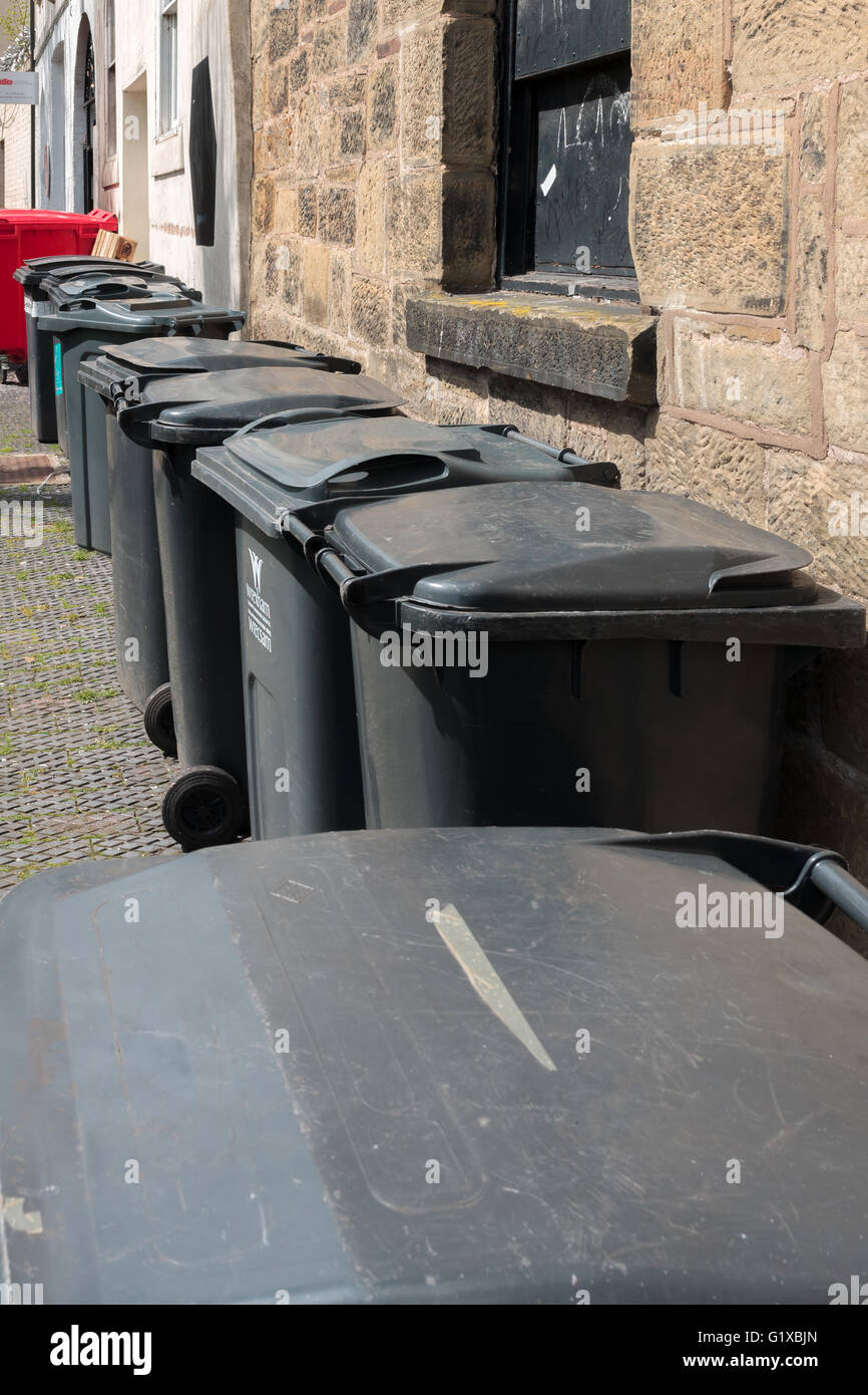 General waste bins waiting for collection Stock Photo
