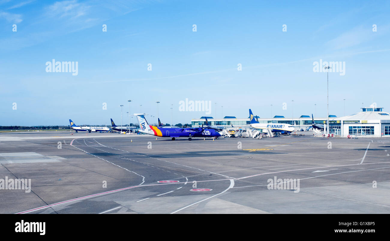 Dublin, Ireland - 01 February, 2015: Passenger planes stand at their gates at Dublin Airport, Ireland Stock Photo