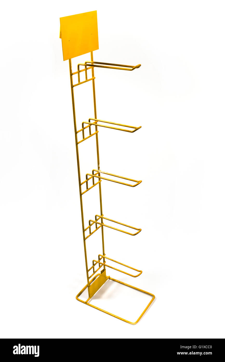 Yellow metal rack isolated on white Stock Photo