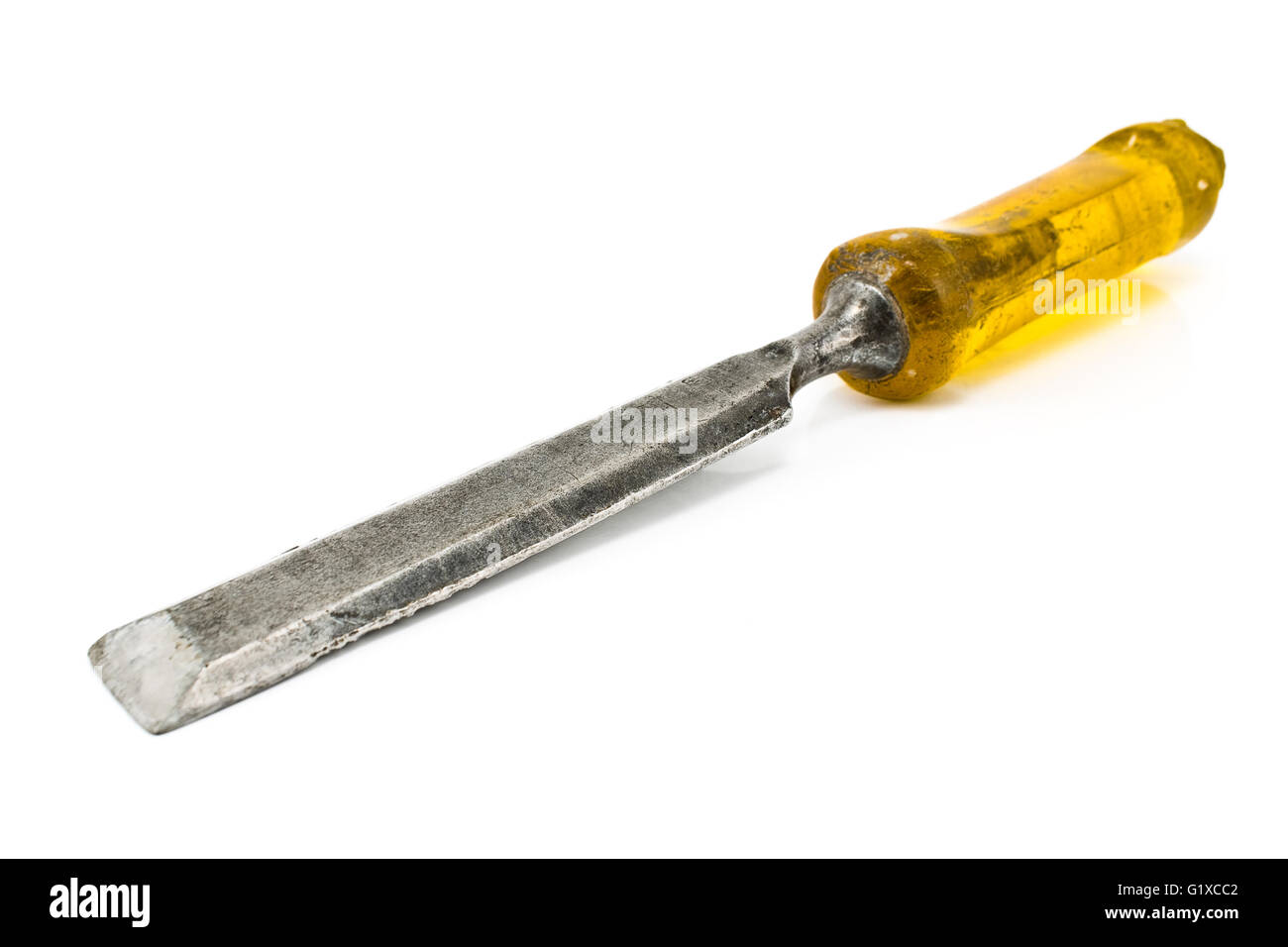 Old chisel isolated on a white Stock Photo
