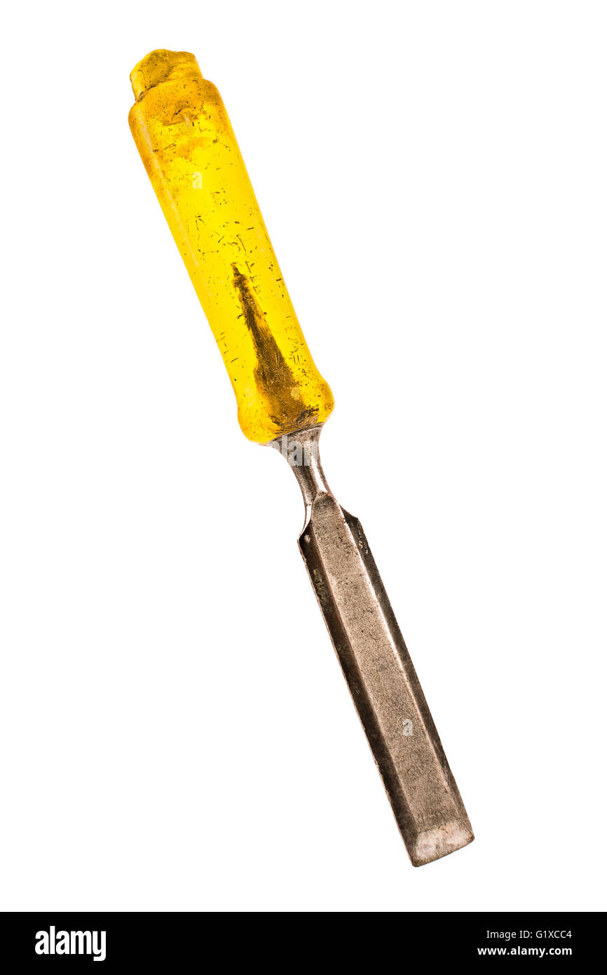 Old chisel isolated on a white Stock Photo