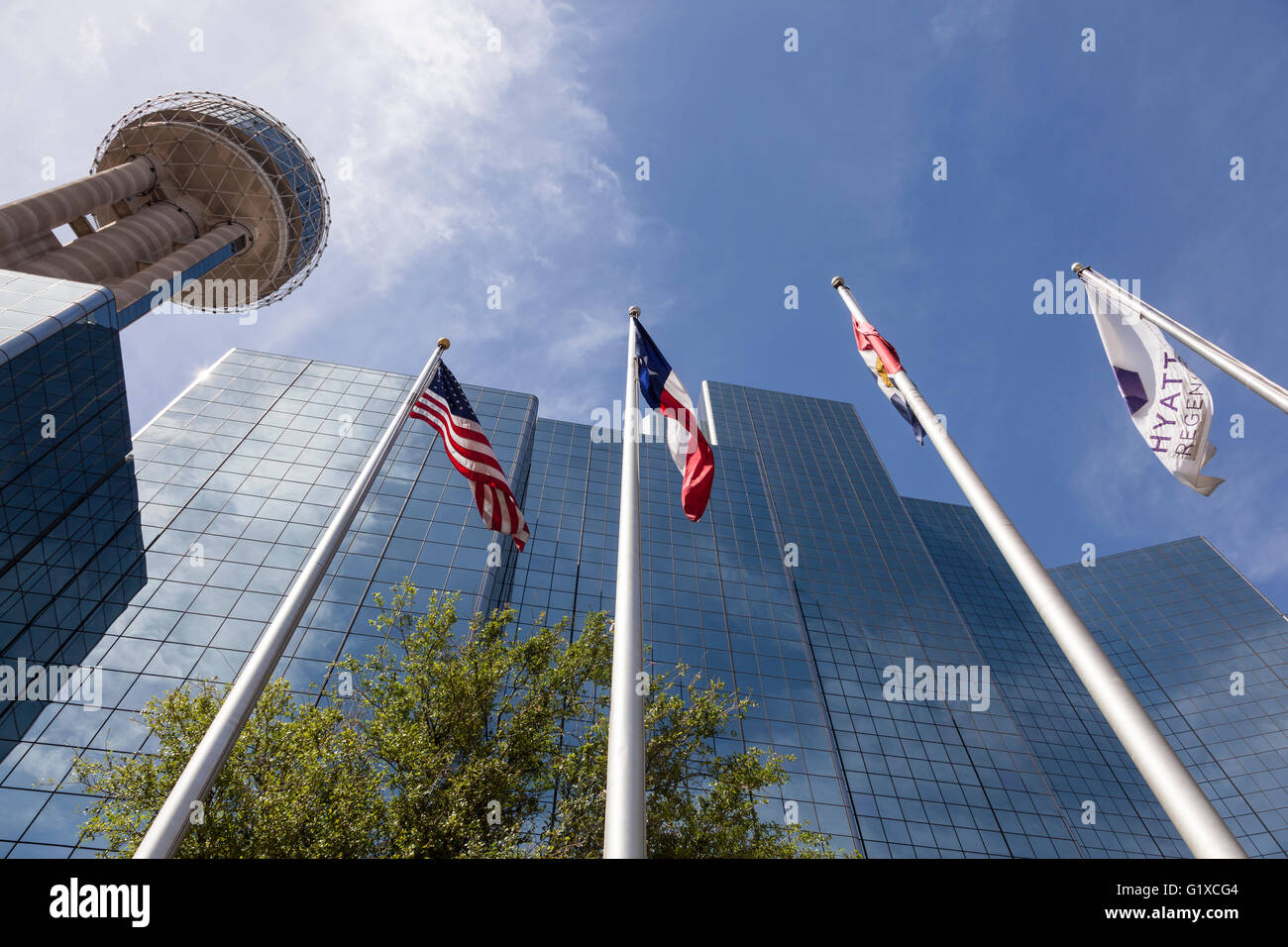 The Reunion Tower and Hyatt Regency luxury hotel in Dallas. Texas, USA