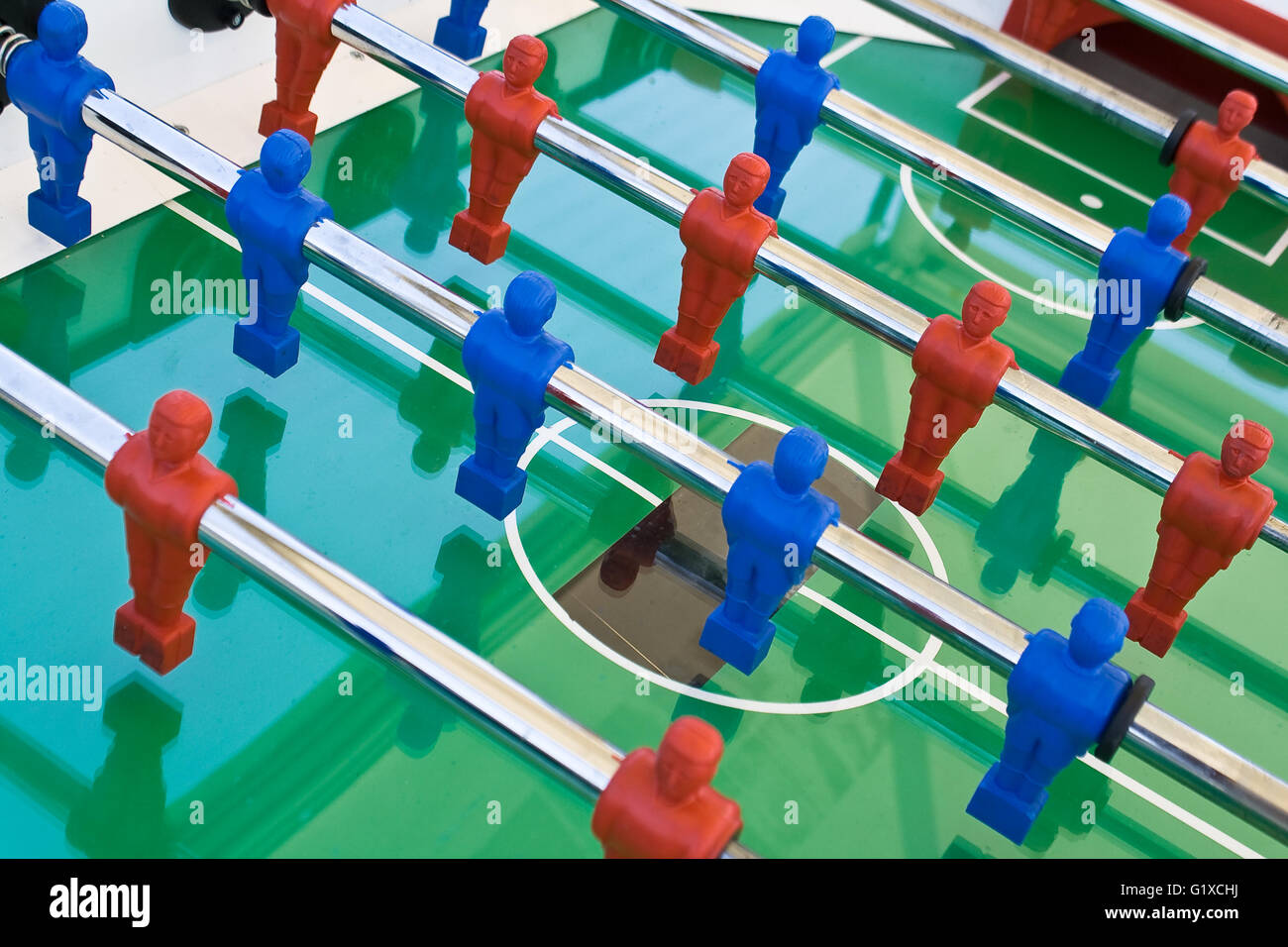 Tabletop football with red and blue figures Stock Photo
