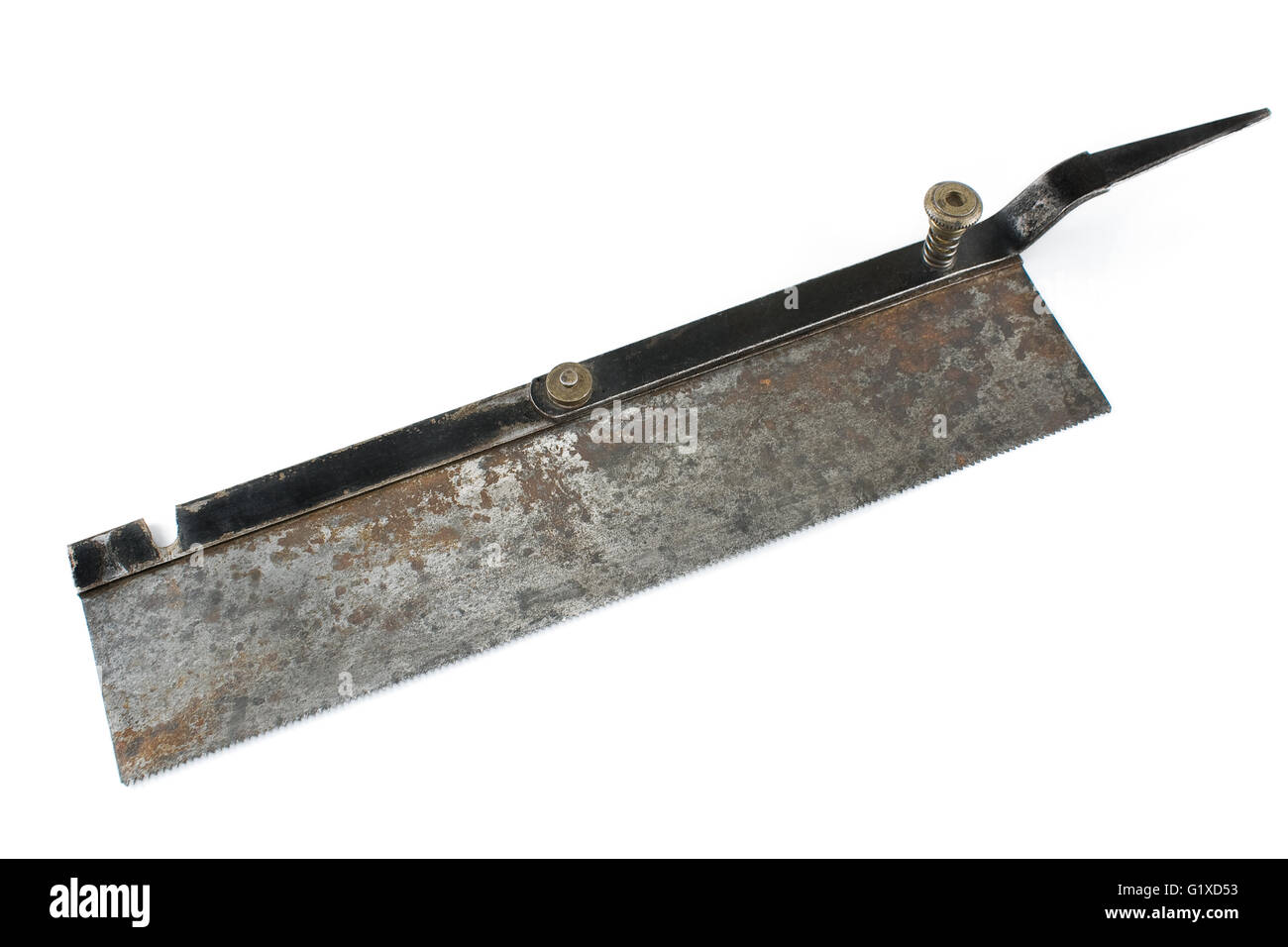 Hand saw for wood isolated on white Stock Photo