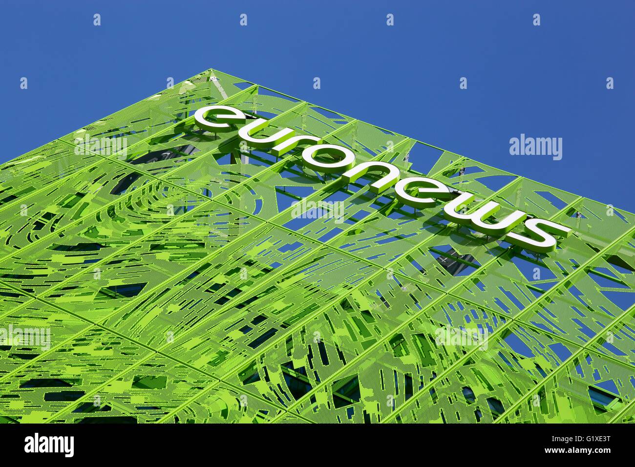 Euronews building and headquarter in Lyon, France Stock Photo