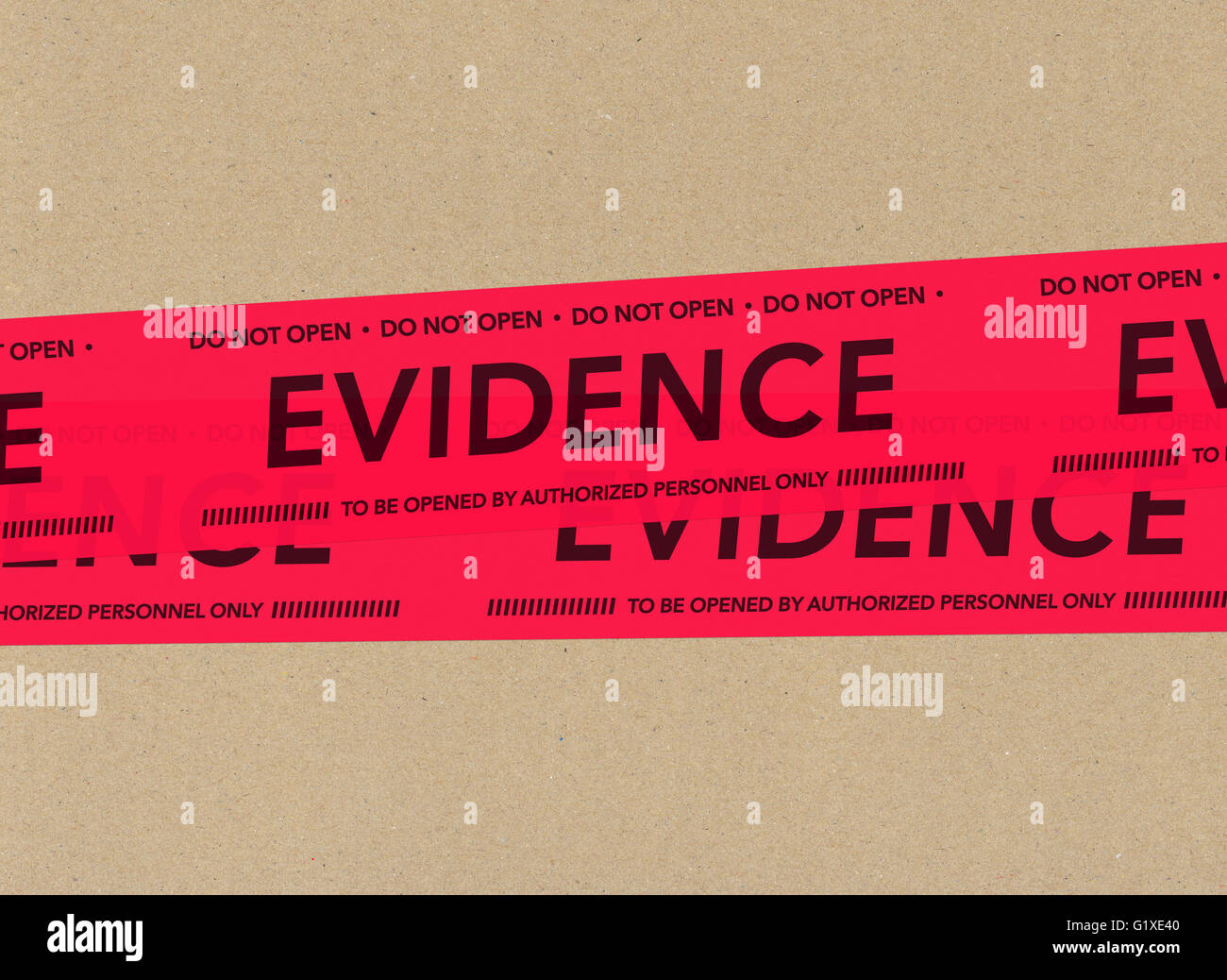 Evidence tape on cardboard Stock Photo Alamy
