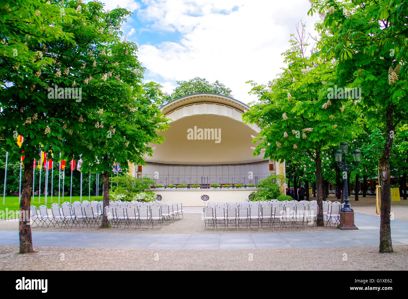 Baden-Baden historic bandstand opposite to Baden-Baden Kurhaus in Germany Stock Photo