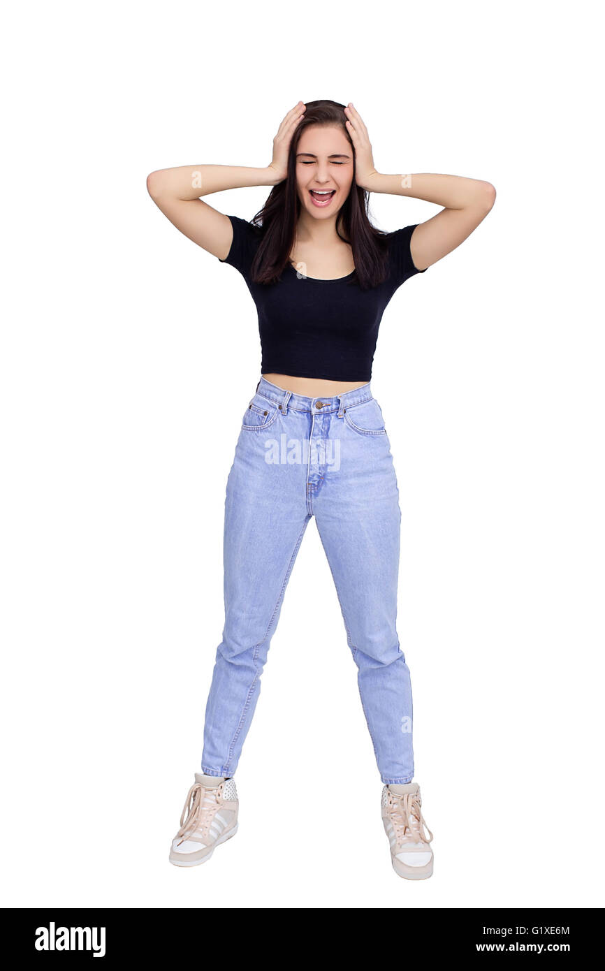 Happy Young Woman Isolated Stock Photo