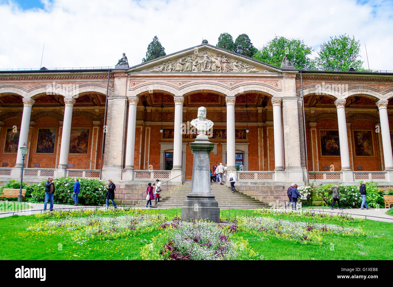 Trinkhalle (pump house) in the Kurhaus spa complex in BadenBaden city center in Germany Stock