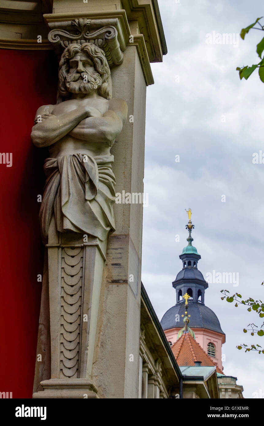 Architectural detail (telamon) of Friedrichsbad in Baden-Baden, Germany Stock Photo