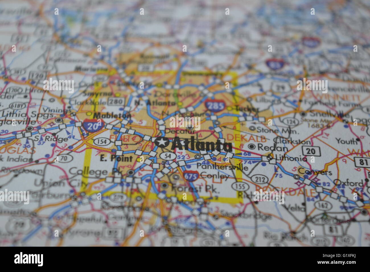 Atlanta Georgia Map Stock Photo