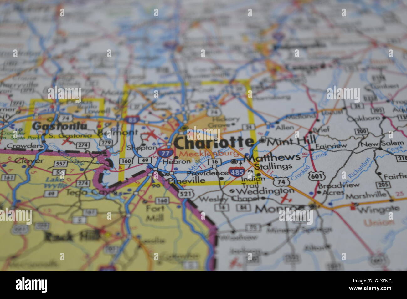 Charlotte Map Stock Photo
